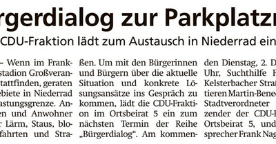 Frank Nagel sucht den Dialog zur Parkplatznot in Niederrad